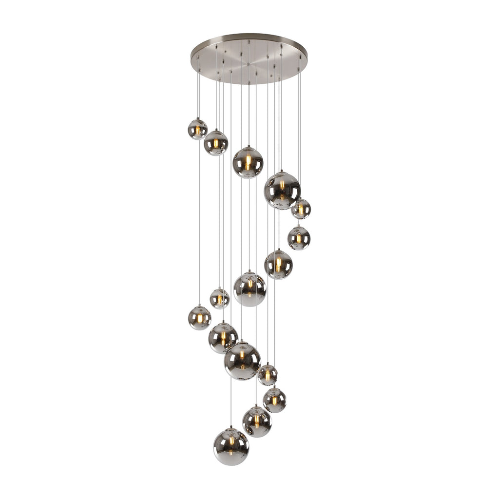 NL9061/CH9 Prague 16 Light Pendant Satin Nickel Chrome Plated