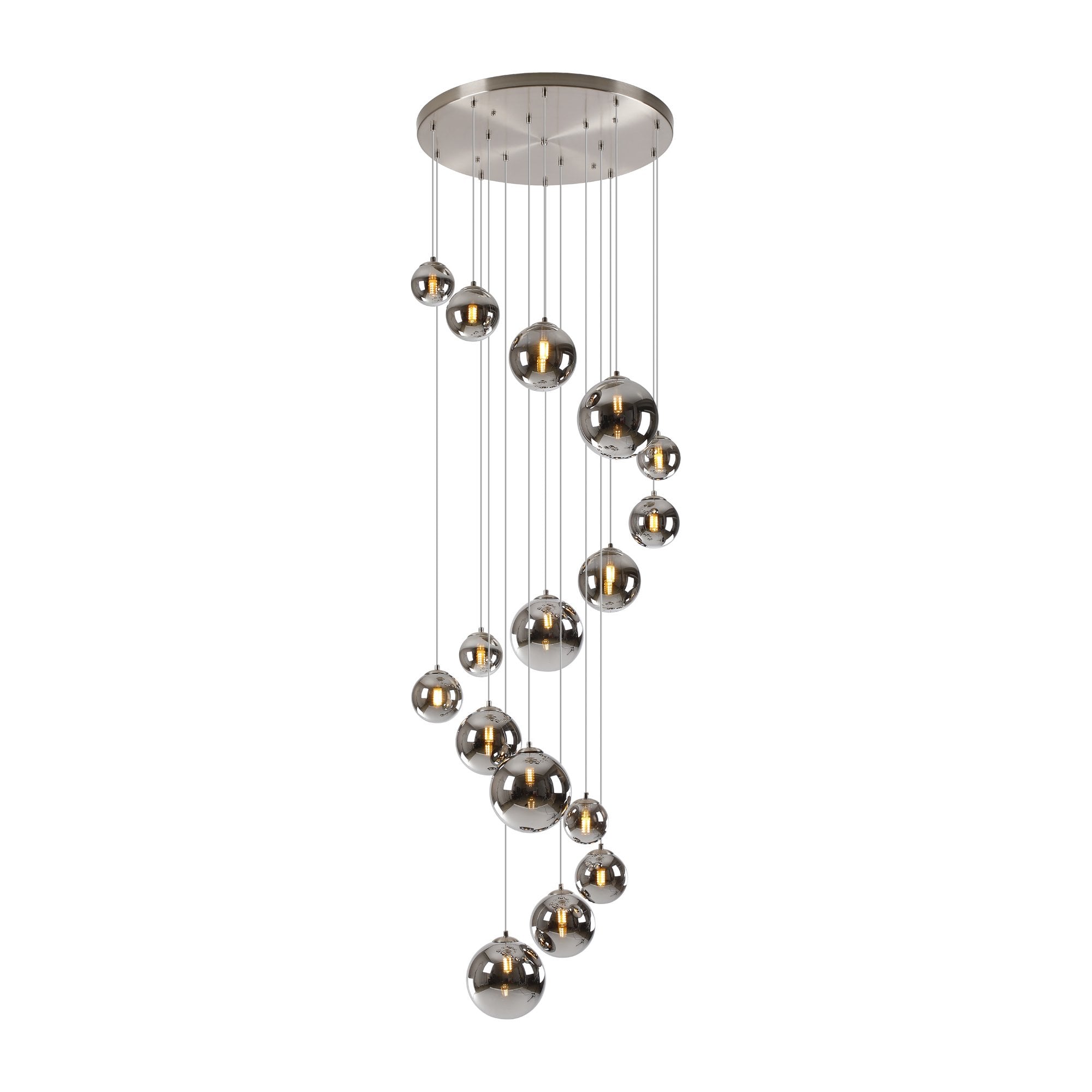 NL9061/CH9 Prague 16 Light Pendant Satin Nickel Chrome Plated