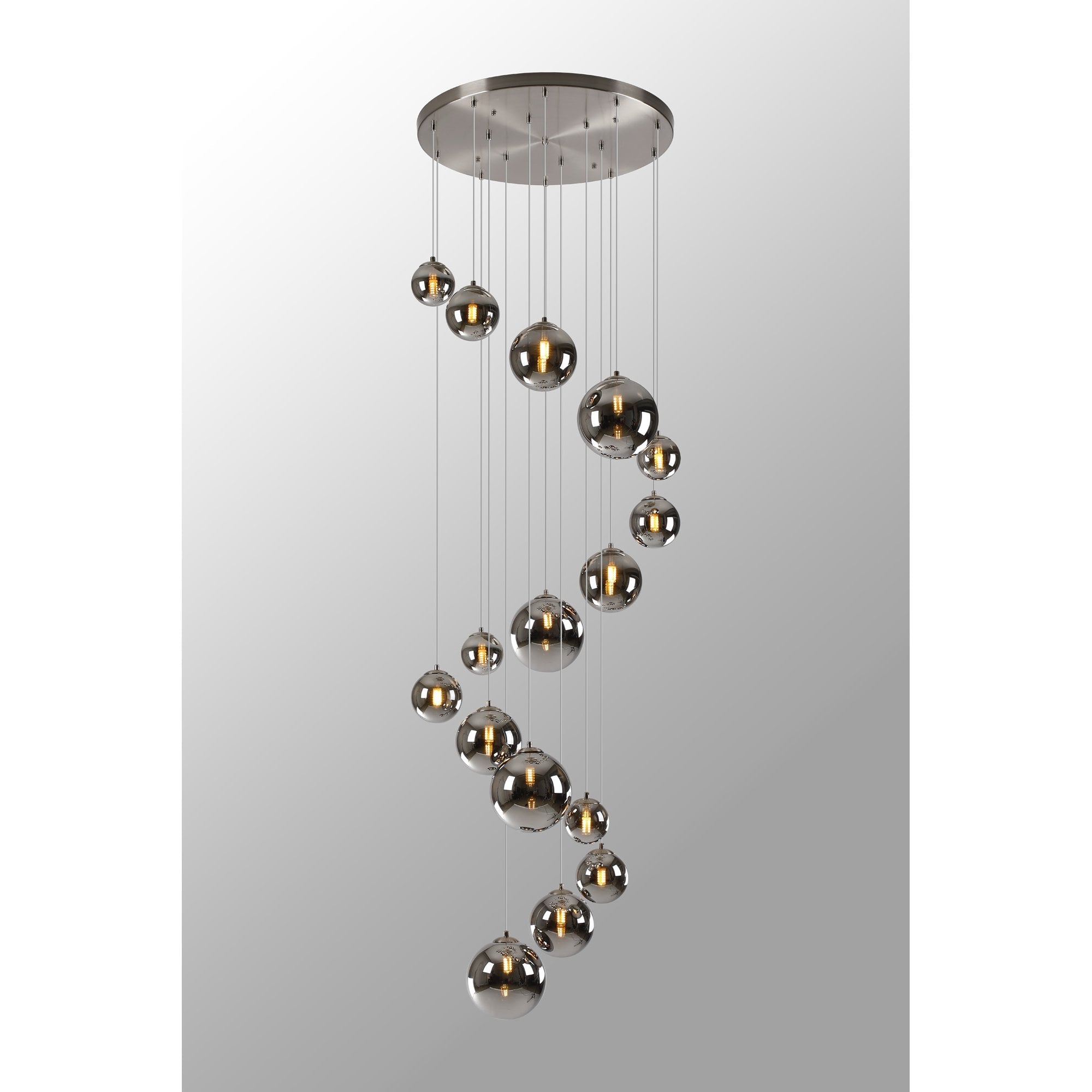 NL9061/CH9 Prague 16 Light Pendant Satin Nickel Chrome Plated