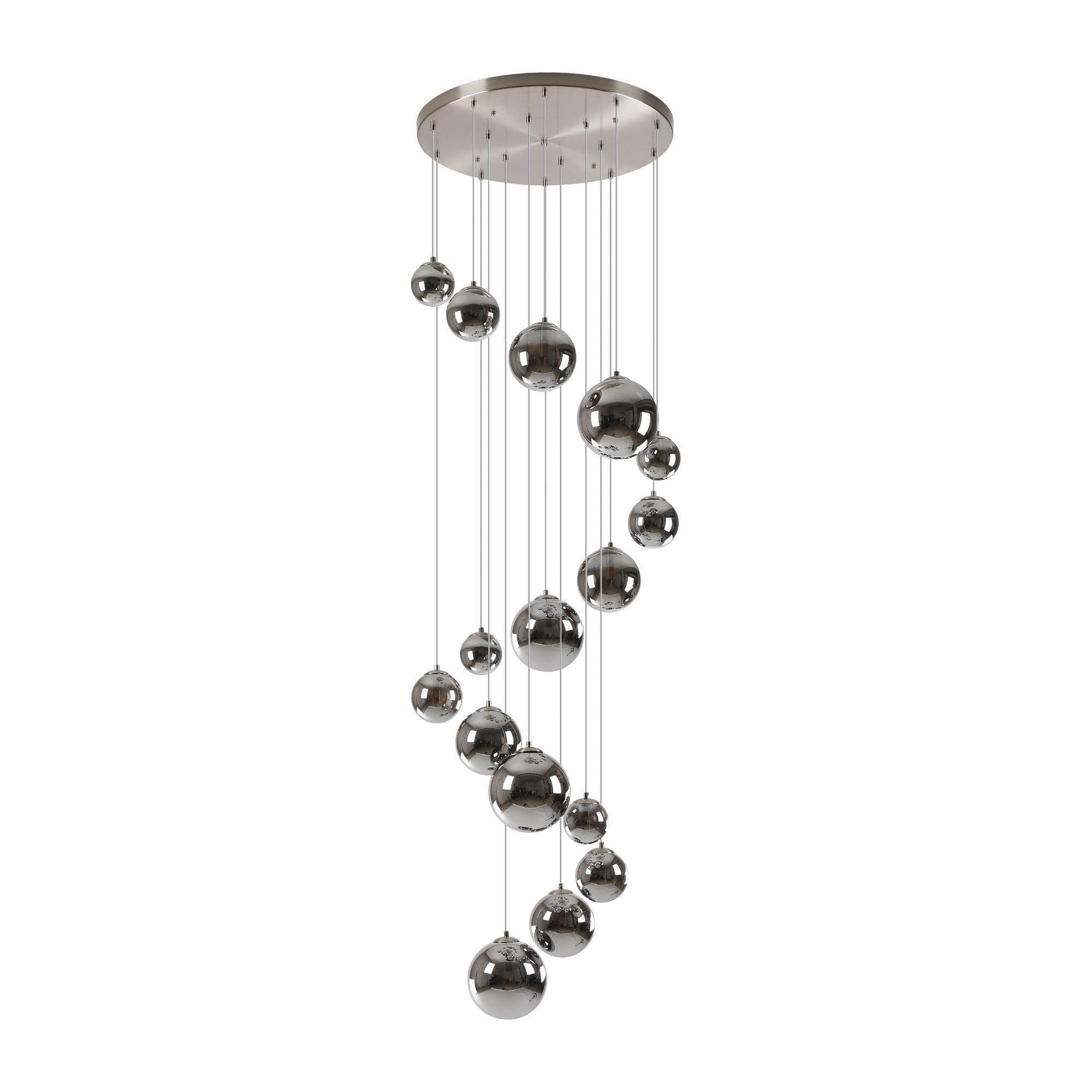NL9061/CH9 Prague 16 Light Pendant Satin Nickel Chrome Plated