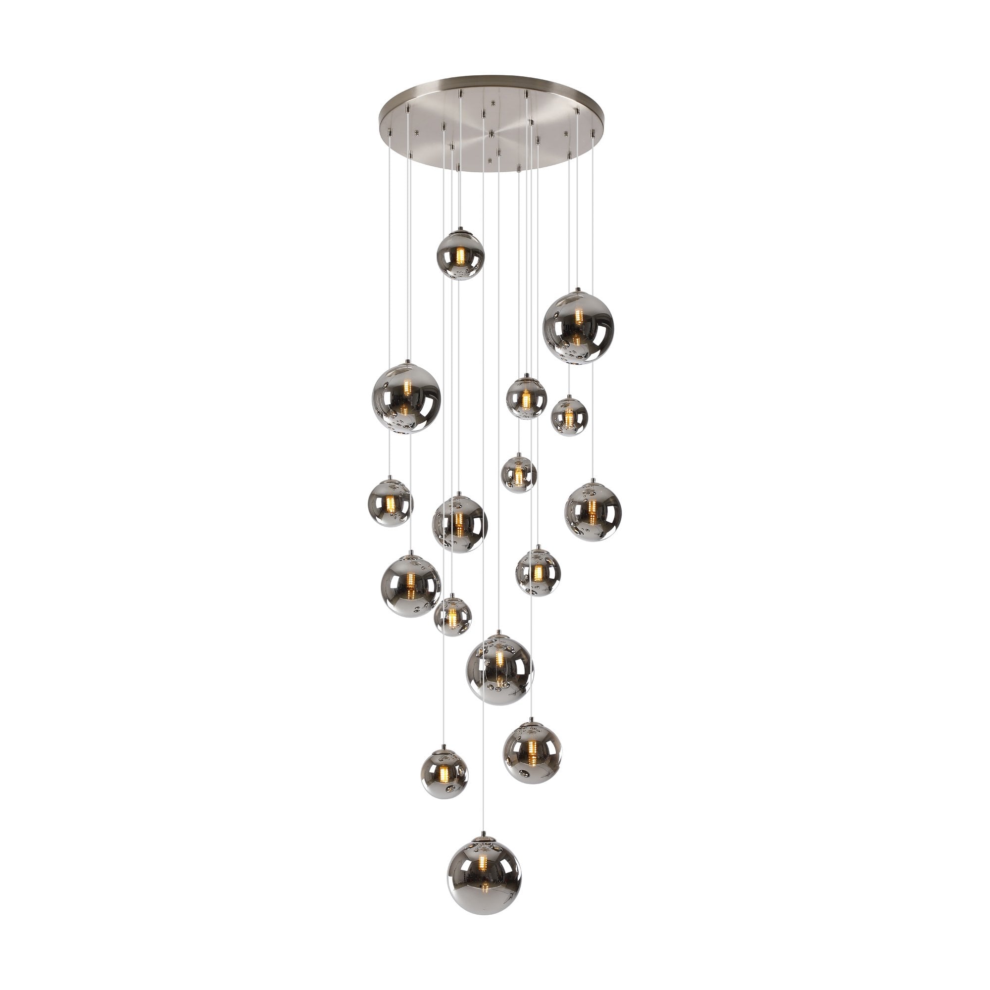 NL9061/CH9 Prague 16 Light Pendant Satin Nickel Chrome Plated