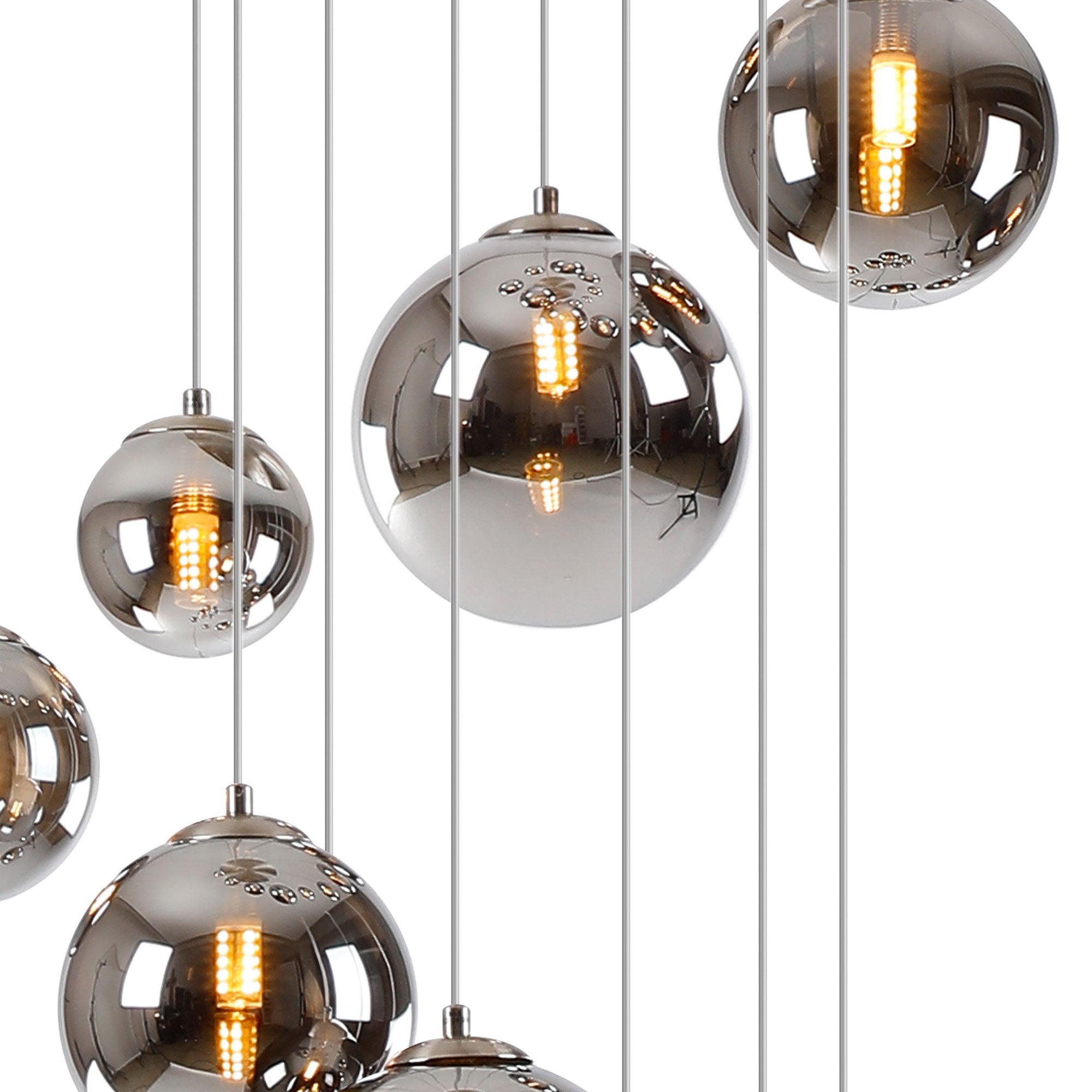NL9061/CH9 Prague 16 Light Pendant Satin Nickel Chrome Plated