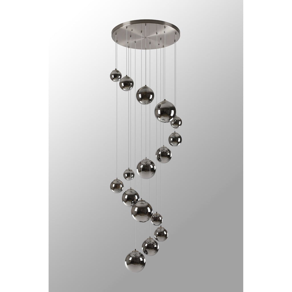 NL9061/CH9 Prague 16 Light Pendant Satin Nickel Chrome Plated