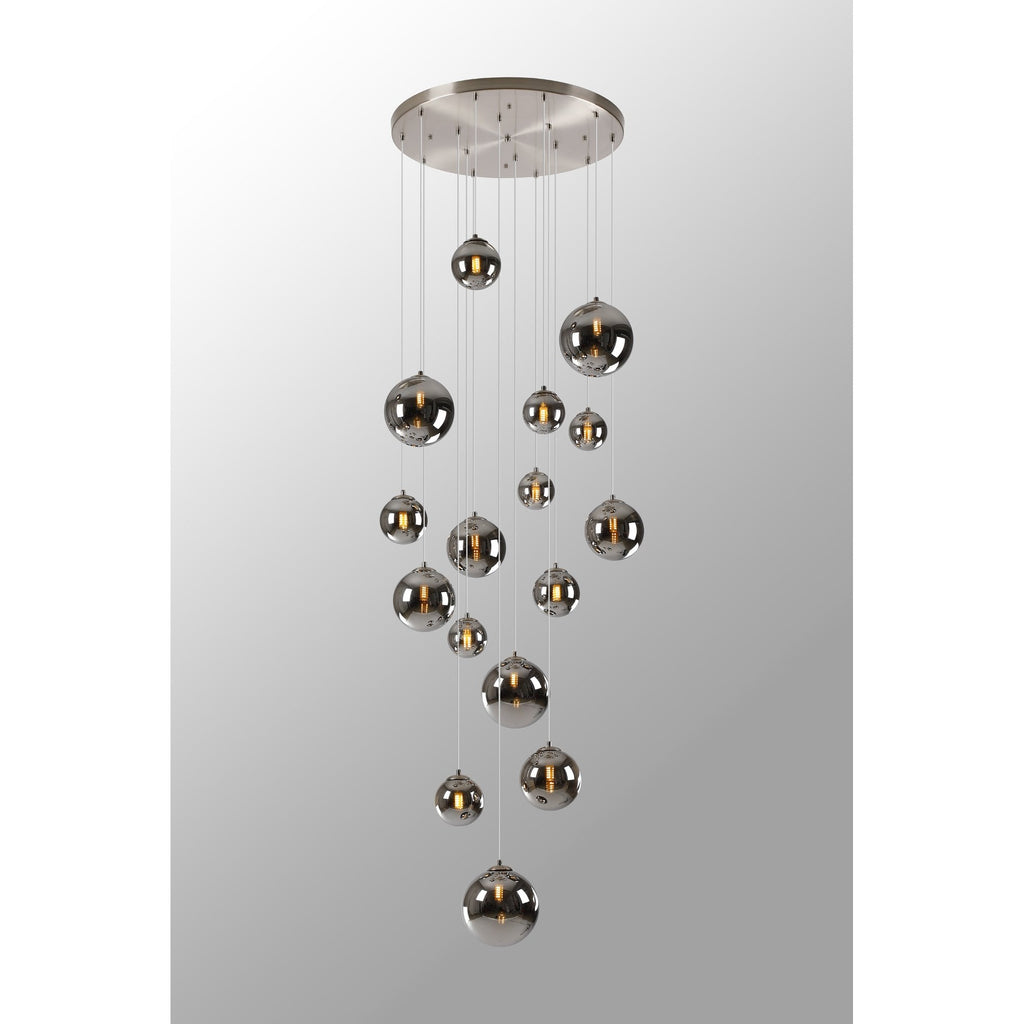 NL9061/CH9 Prague 16 Light Pendant Satin Nickel Chrome Plated