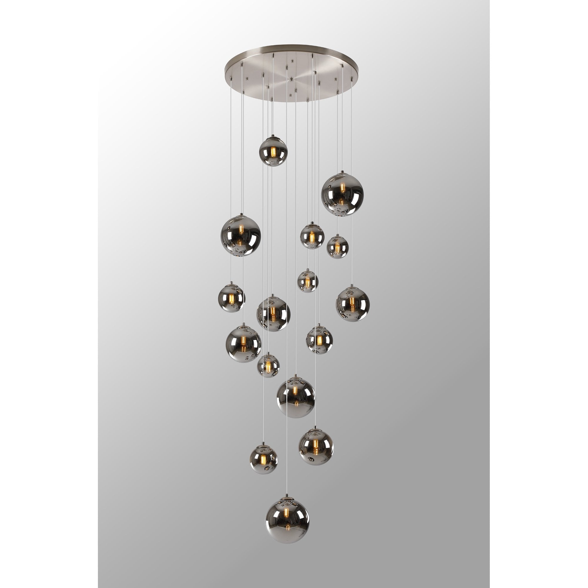 NL9061/CH9 Prague 16 Light Pendant Satin Nickel Chrome Plated