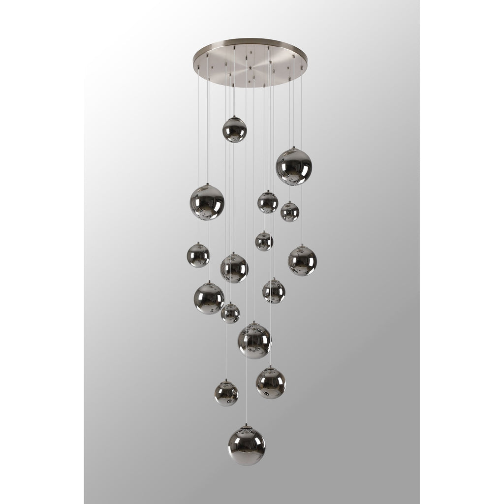 NL9061/CH9 Prague 16 Light Pendant Satin Nickel Chrome Plated