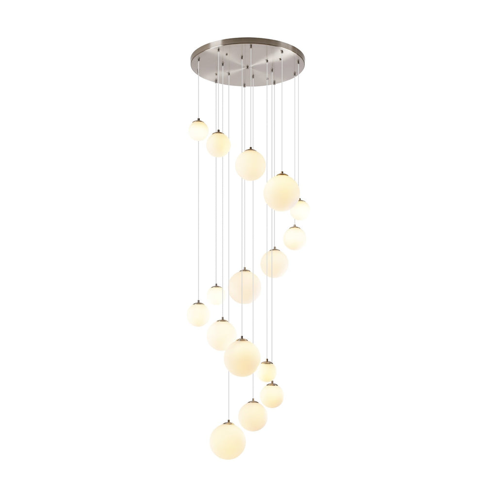 NL9061/OP9 Prague 16 Light Pendant Satin Nickel Opal