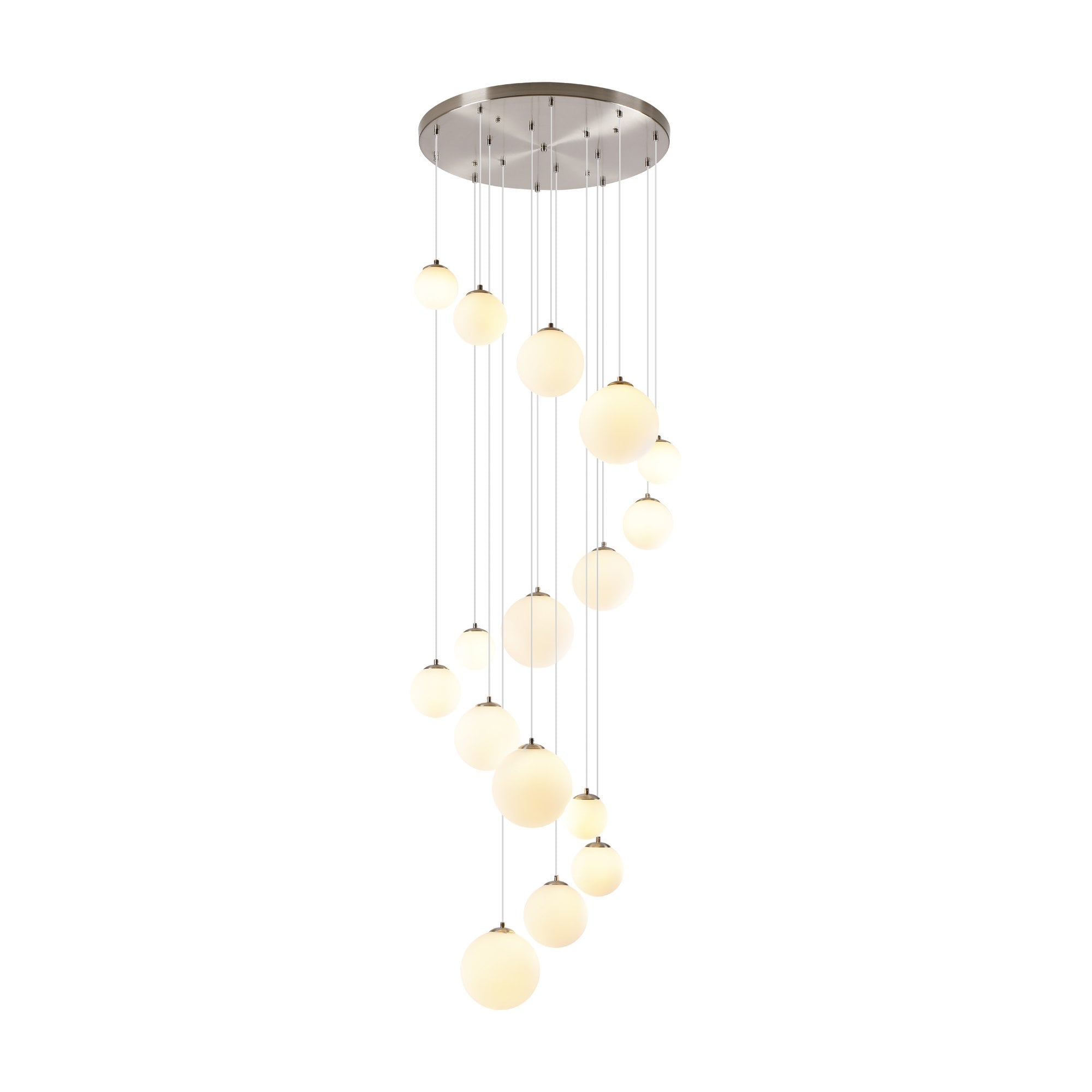 NL9061/OP9 Prague 16 Light Pendant Satin Nickel Opal