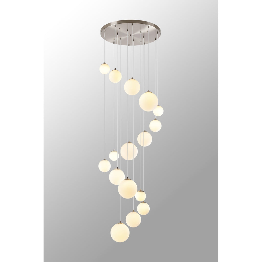 NL9061/OP9 Prague 16 Light Pendant Satin Nickel Opal
