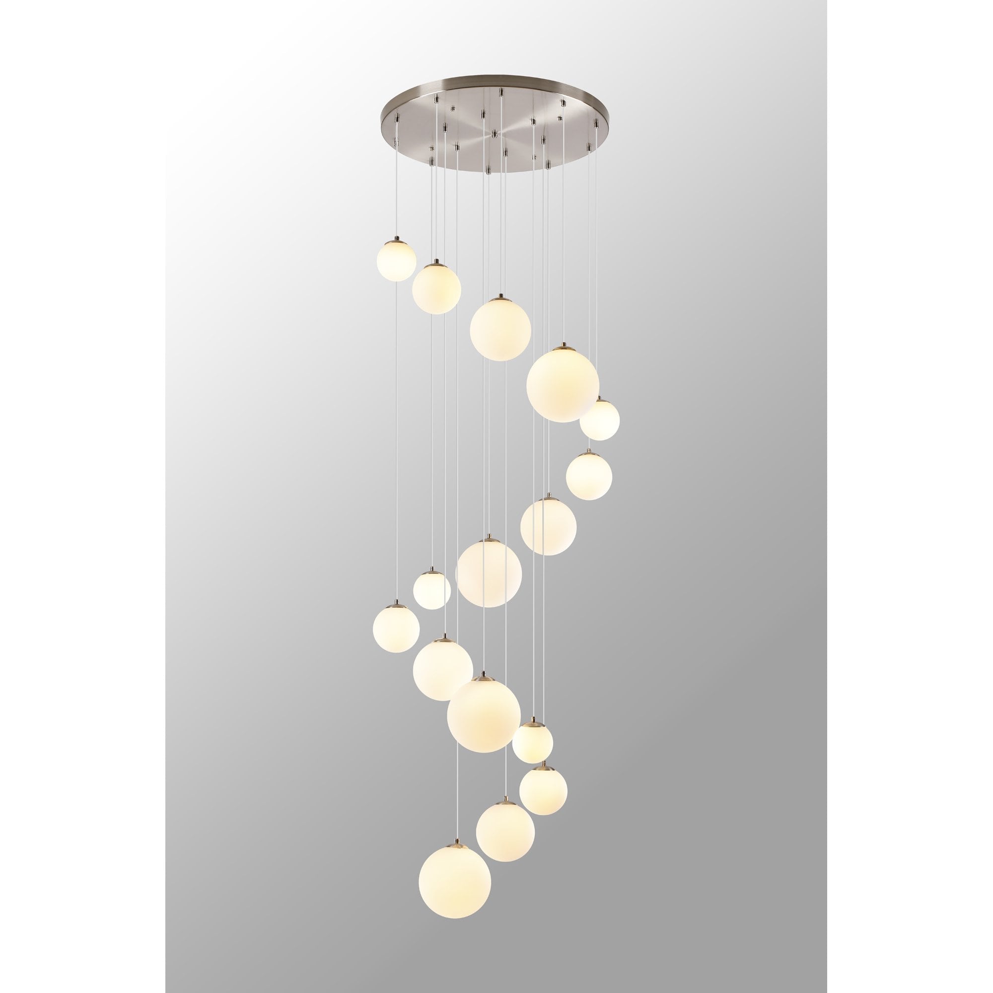 NL9061/OP9 Prague 16 Light Pendant Satin Nickel Opal