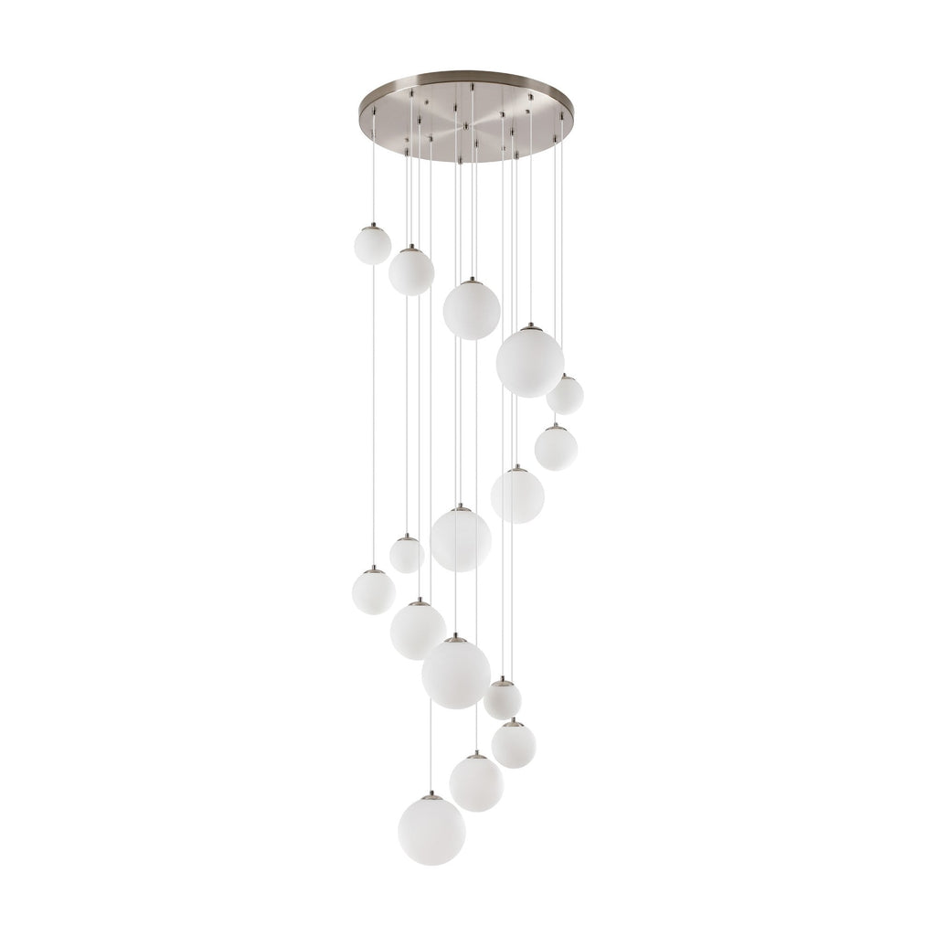 NL9061/OP9 Prague 16 Light Pendant Satin Nickel Opal