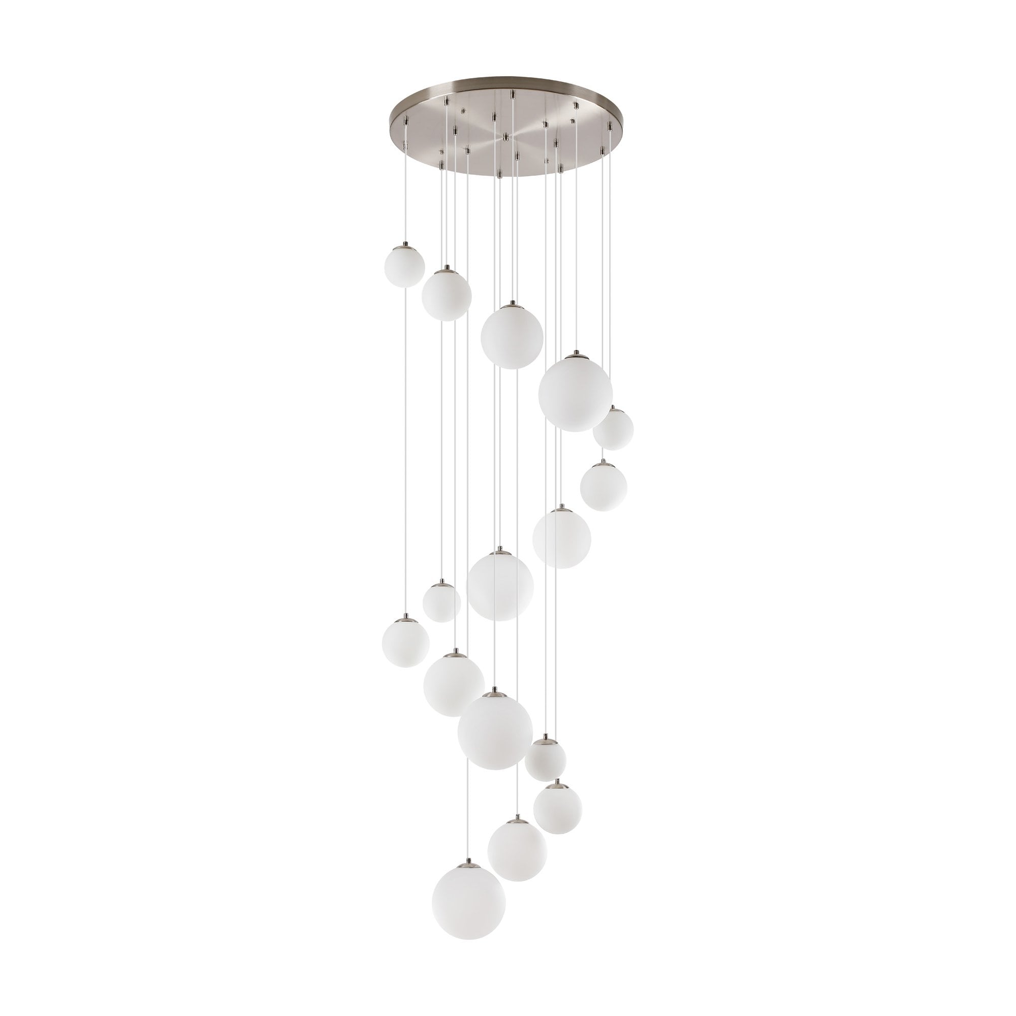 NL9061/OP9 Prague 16 Light Pendant Satin Nickel Opal