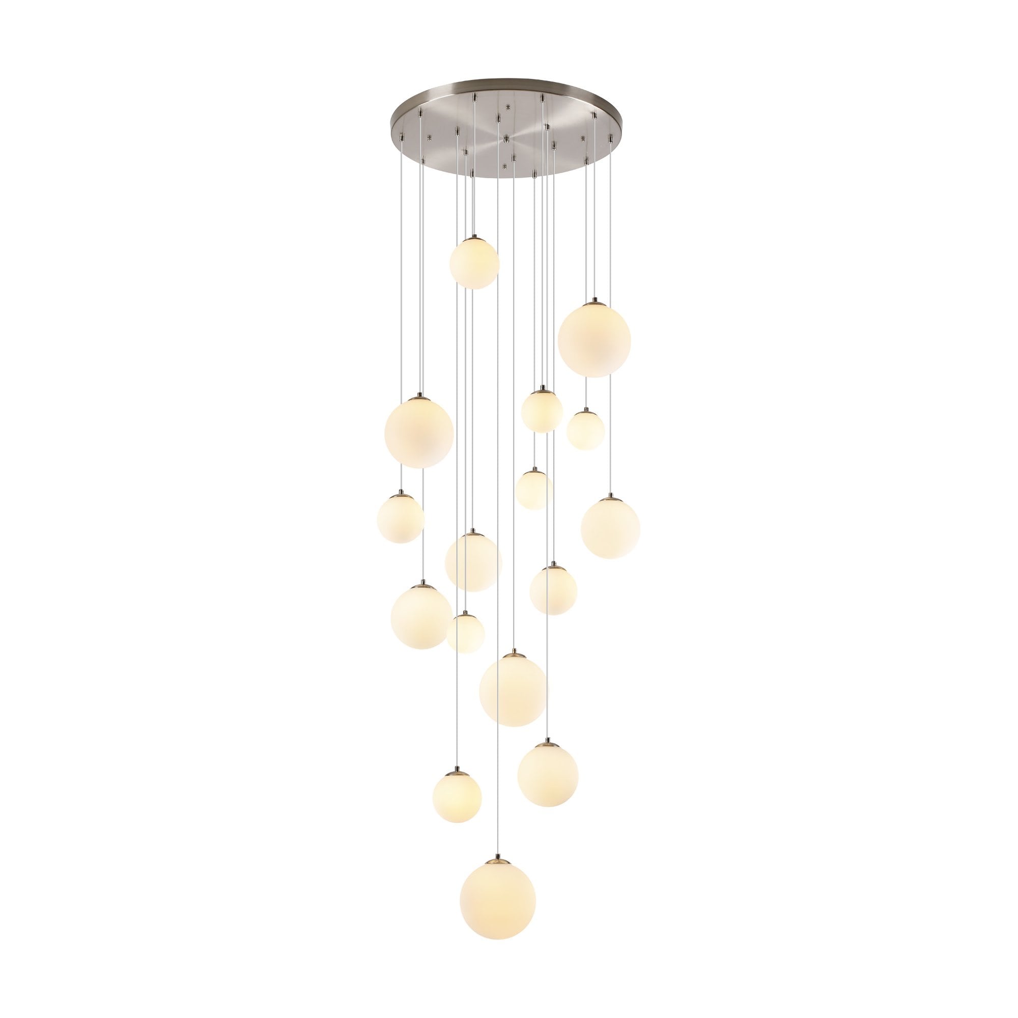 NL9061/OP9 Prague 16 Light Pendant Satin Nickel Opal
