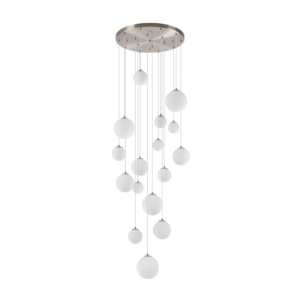 NL9061/OP9 Prague 16 Light Pendant Satin Nickel Opal
