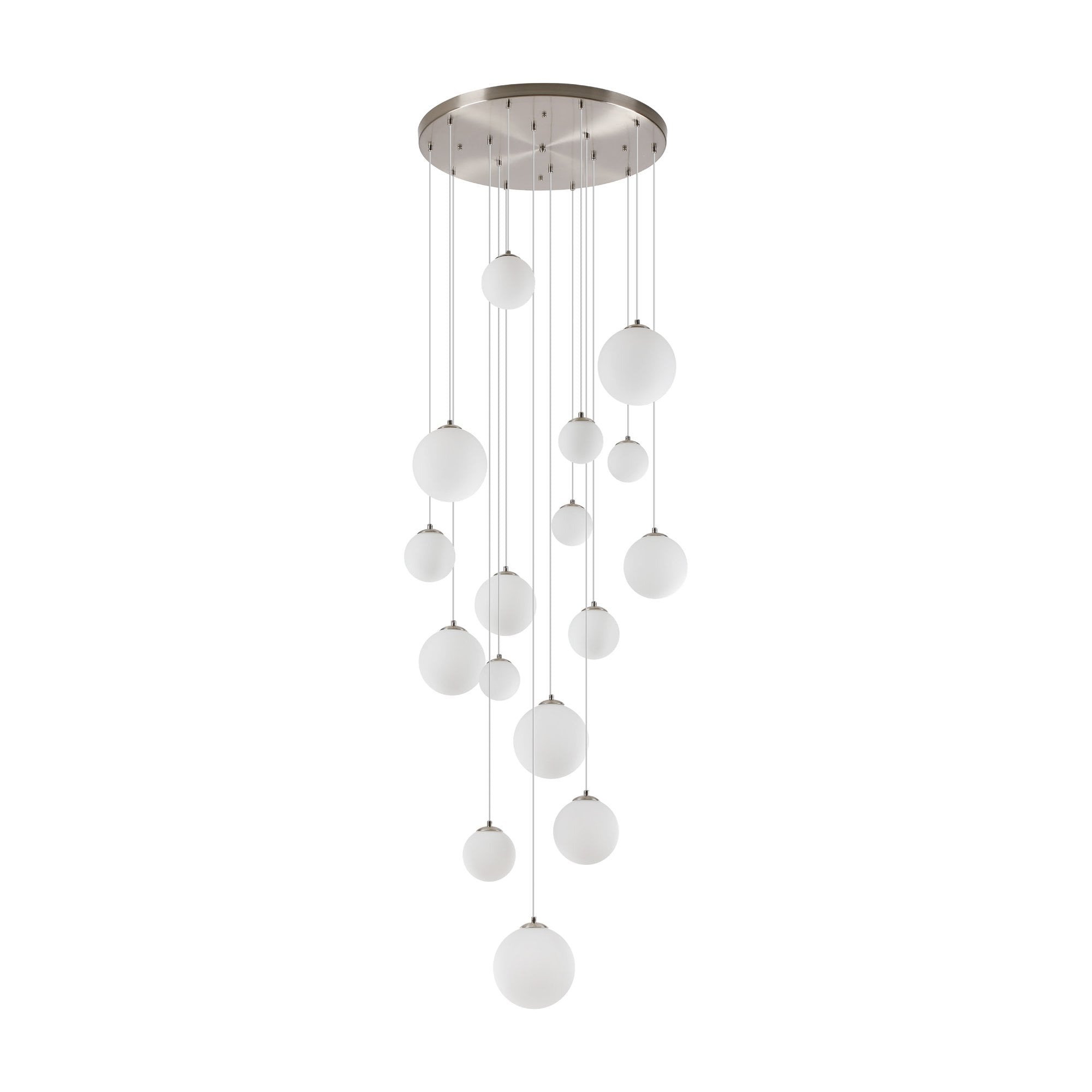NL9061/OP9 Prague 16 Light Pendant Satin Nickel Opal