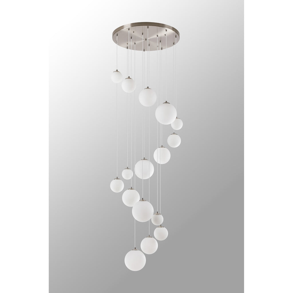 NL9061/OP9 Prague 16 Light Pendant Satin Nickel Opal