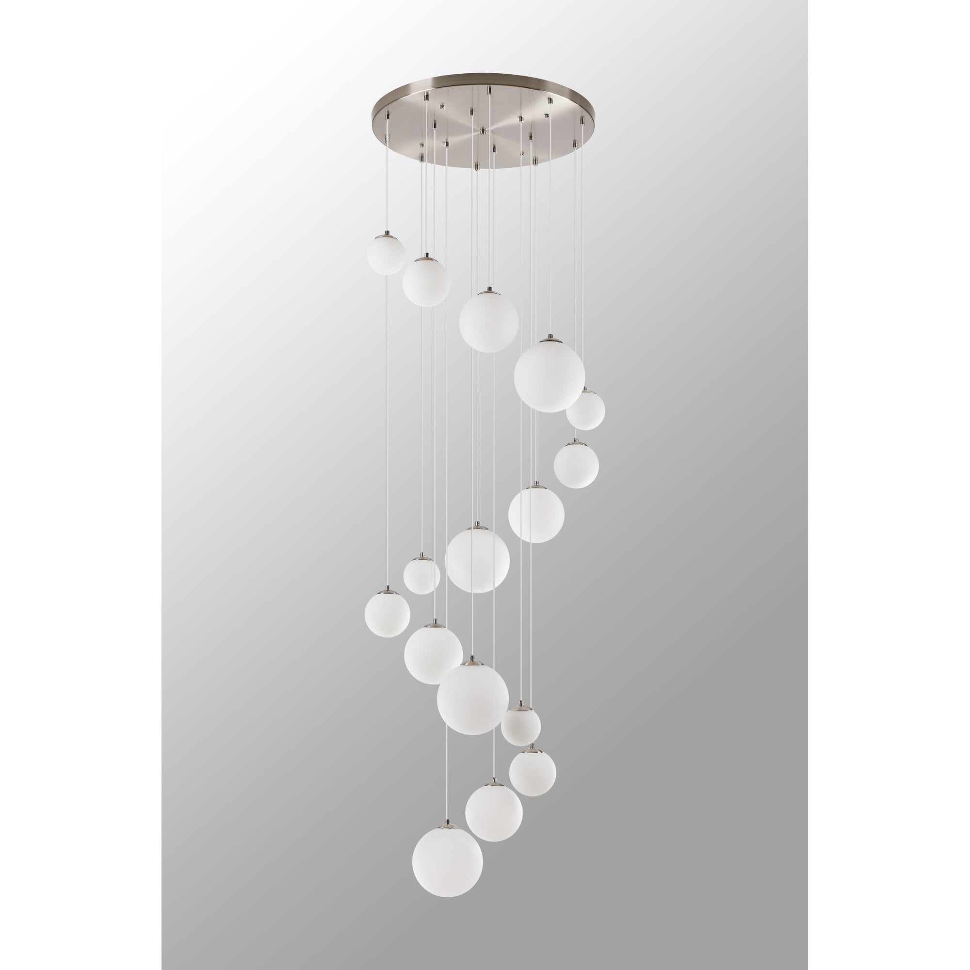 NL9061/OP9 Prague 16 Light Pendant Satin Nickel Opal