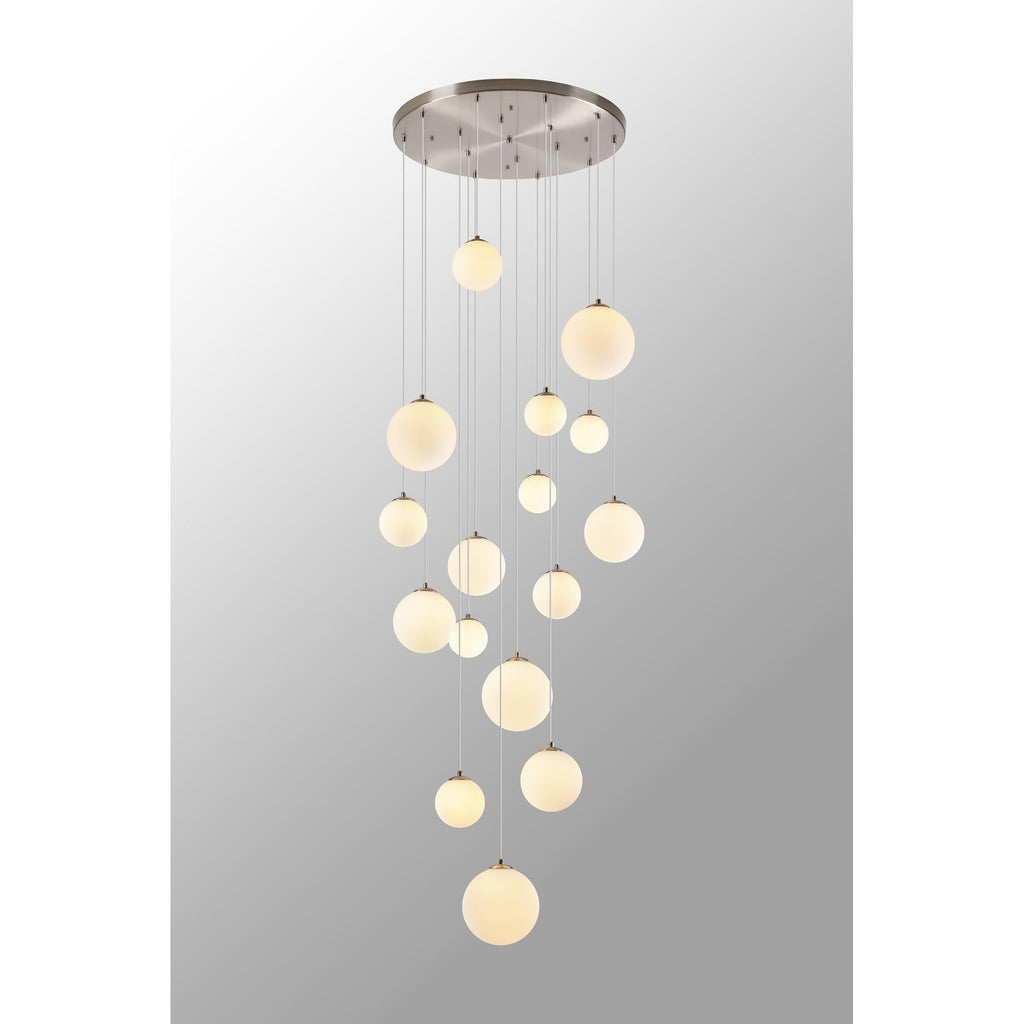 NL9061/OP9 Prague 16 Light Pendant Satin Nickel Opal