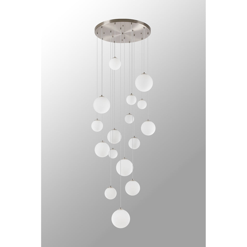 NL9061/OP9 Prague 16 Light Pendant Satin Nickel Opal