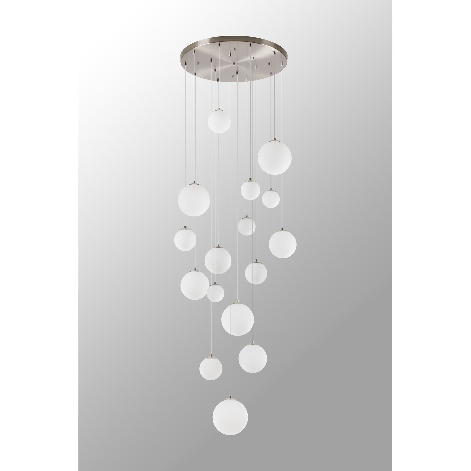 NL9061/OP9 Prague 16 Light Pendant Satin Nickel Opal