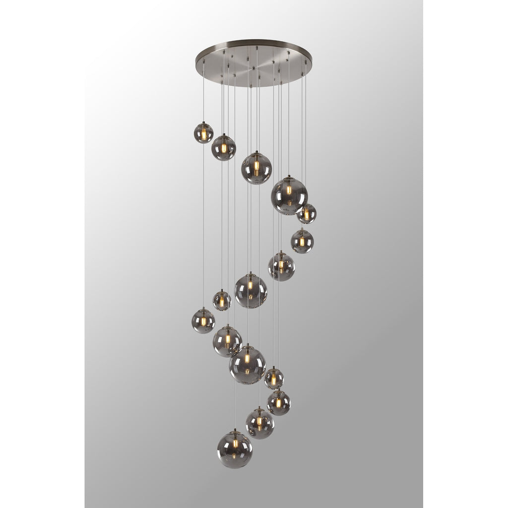 NL9061/SM9 Prague 16 Light Pendant Satin Nickel Smoke Plated