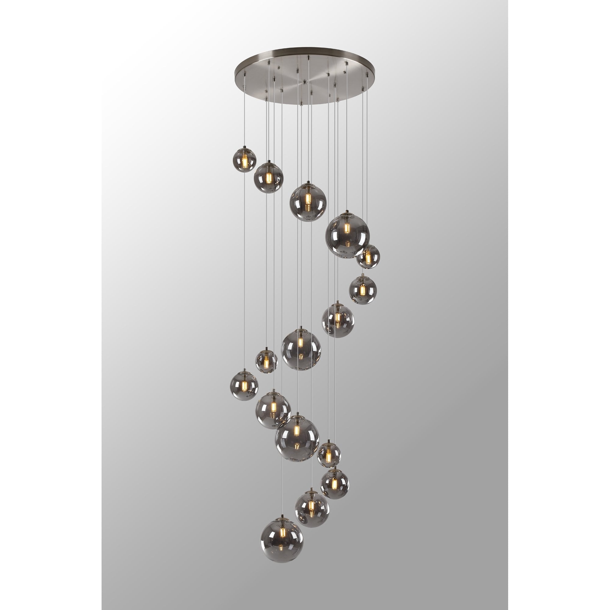 NL9061/SM9 Prague 16 Light Pendant Satin Nickel Smoke Plated