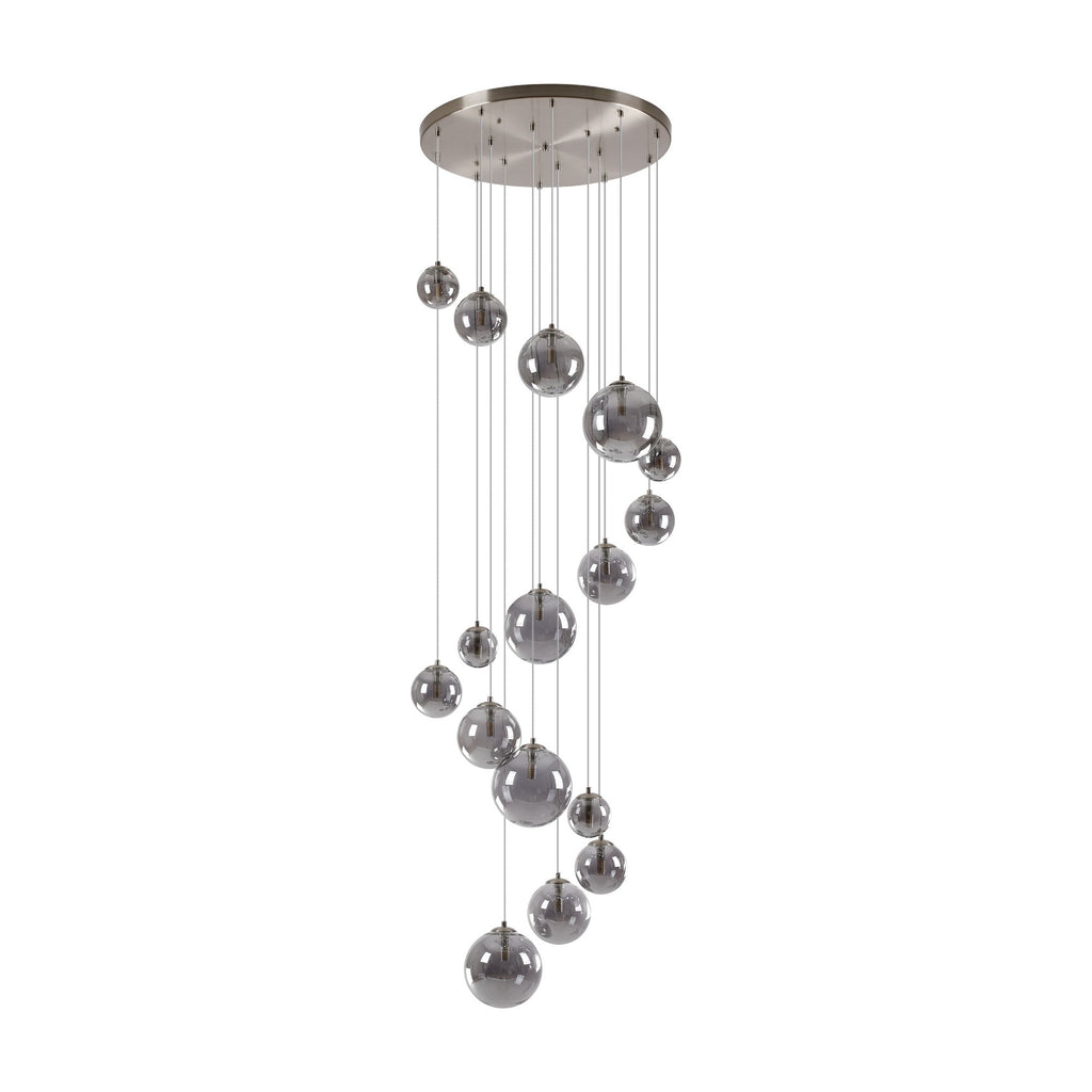 NL9061/SM9 Prague 16 Light Pendant Satin Nickel Smoke Plated