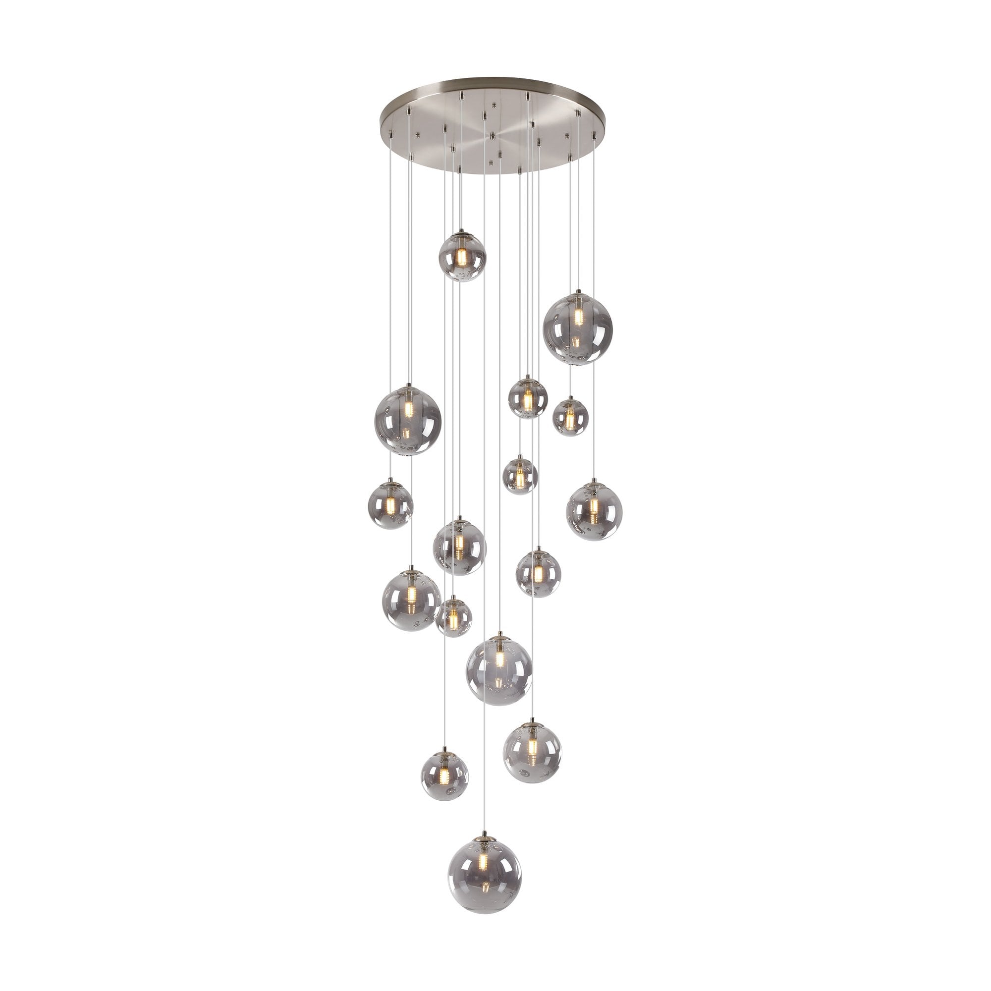 NL9061/SM9 Prague 16 Light Pendant Satin Nickel Smoke Plated