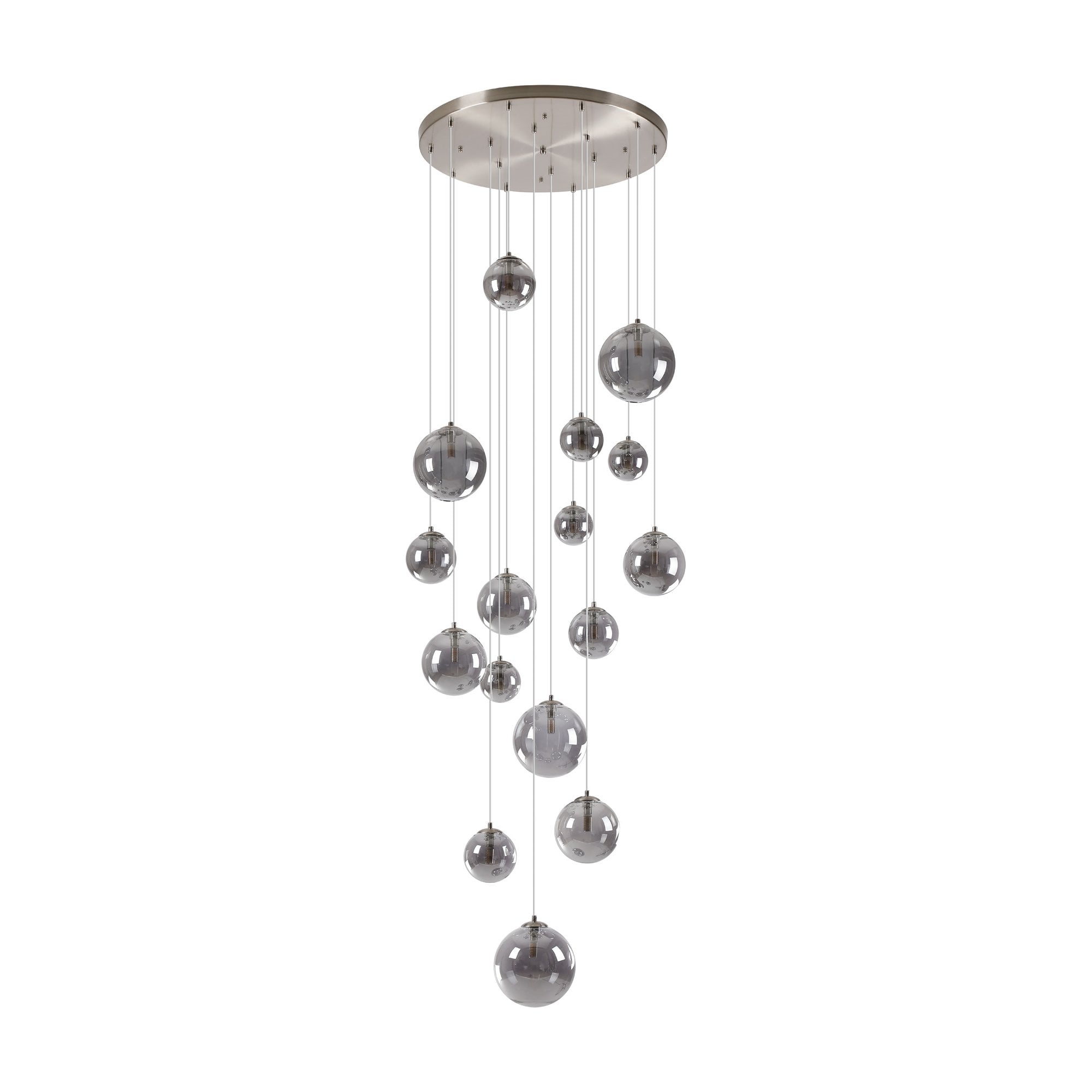 NL9061/SM9 Prague 16 Light Pendant Satin Nickel Smoke Plated
