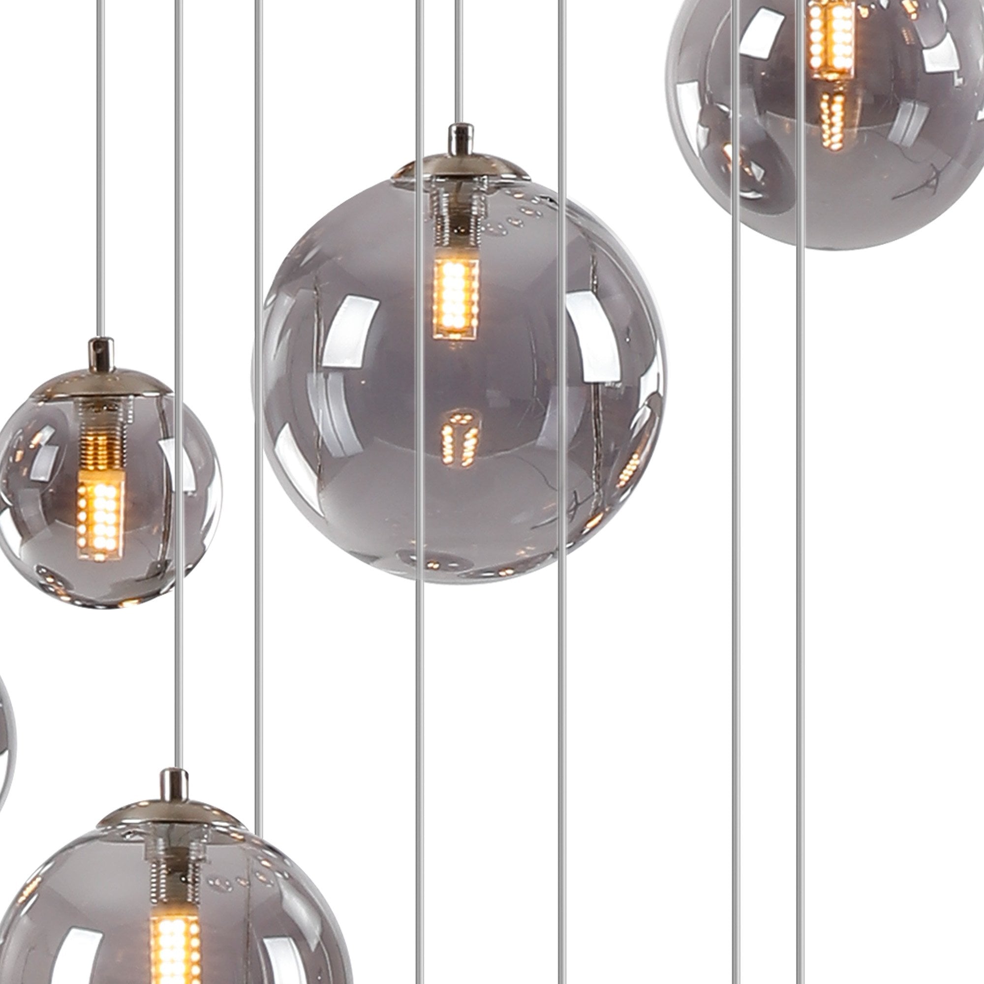 NL9061/SM9 Prague 16 Light Pendant Satin Nickel Smoke Plated