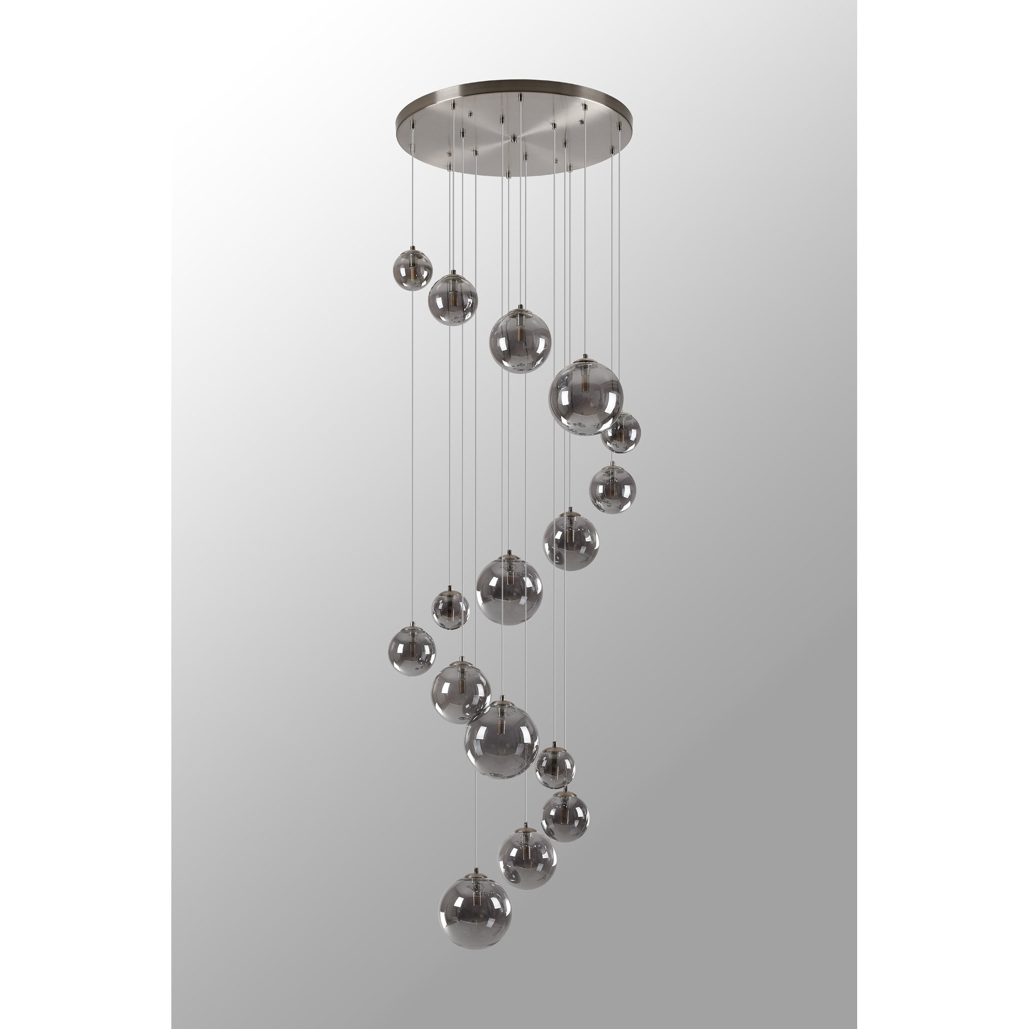 NL9061/SM9 Prague 16 Light Pendant Satin Nickel Smoke Plated