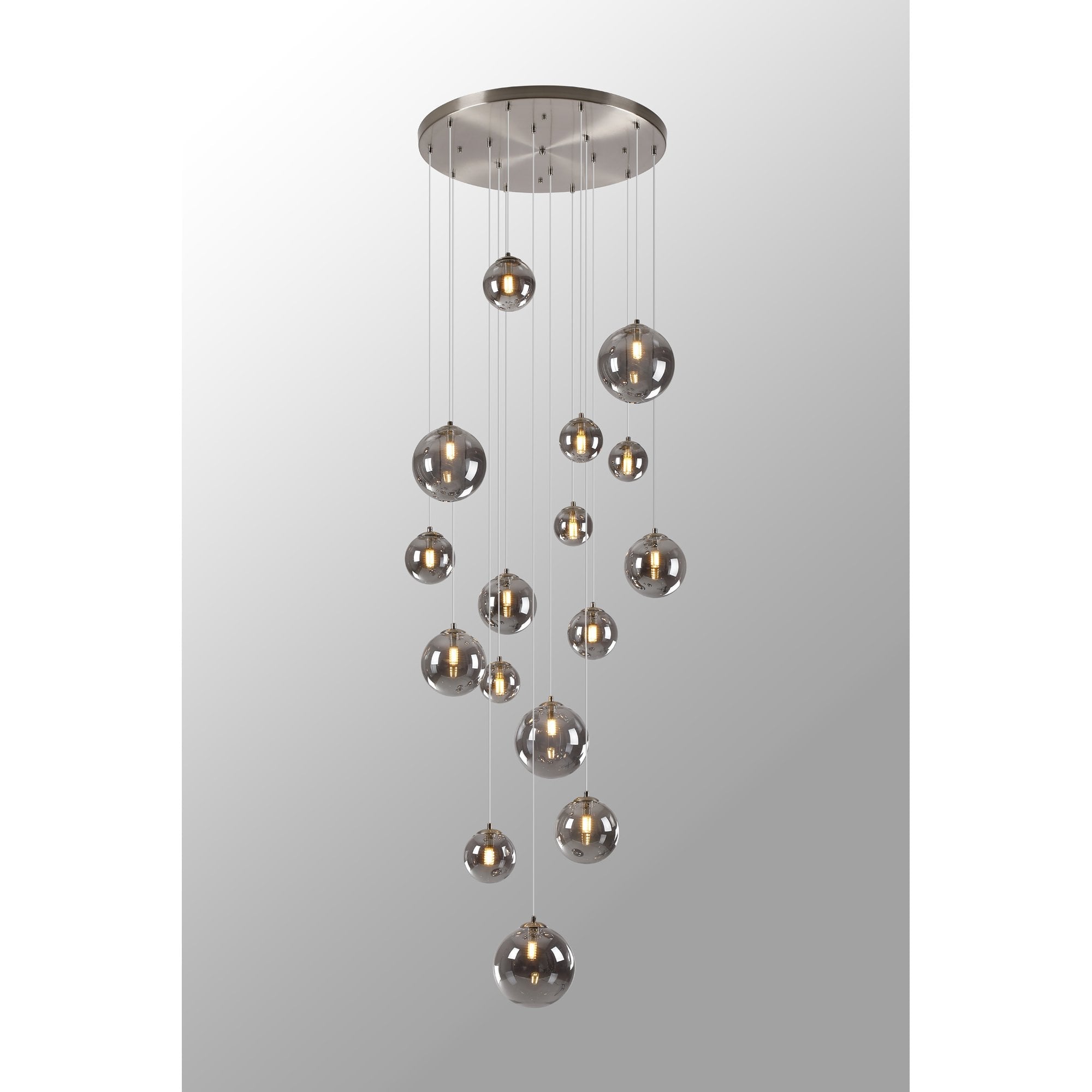 NL9061/SM9 Prague 16 Light Pendant Satin Nickel Smoke Plated
