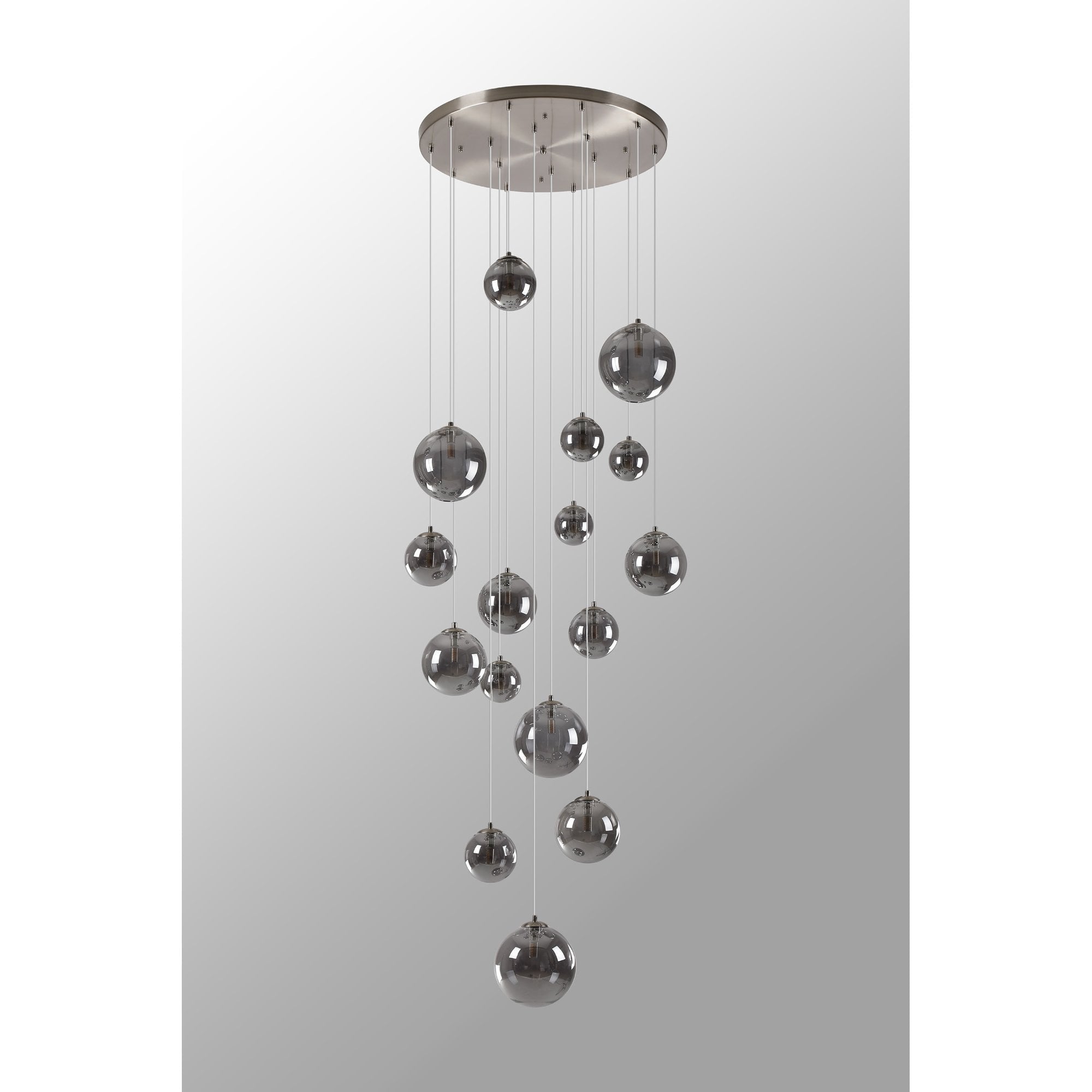 NL9061/SM9 Prague 16 Light Pendant Satin Nickel Smoke Plated