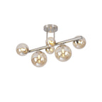 NL9062/AM9 Prague 6 Light Ceiling Light Satin Nickel Amber Plated