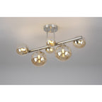NL9062/AM9 Prague 6 Light Ceiling Light Satin Nickel Amber Plated