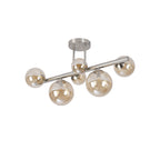 NL9062/AM9 Prague 6 Light Ceiling Light Satin Nickel Amber Plated