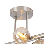 NL9062/AM9 Prague 6 Light Ceiling Light Satin Nickel Amber Plated