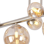 NL9062/AM9 Prague 6 Light Ceiling Light Satin Nickel Amber Plated