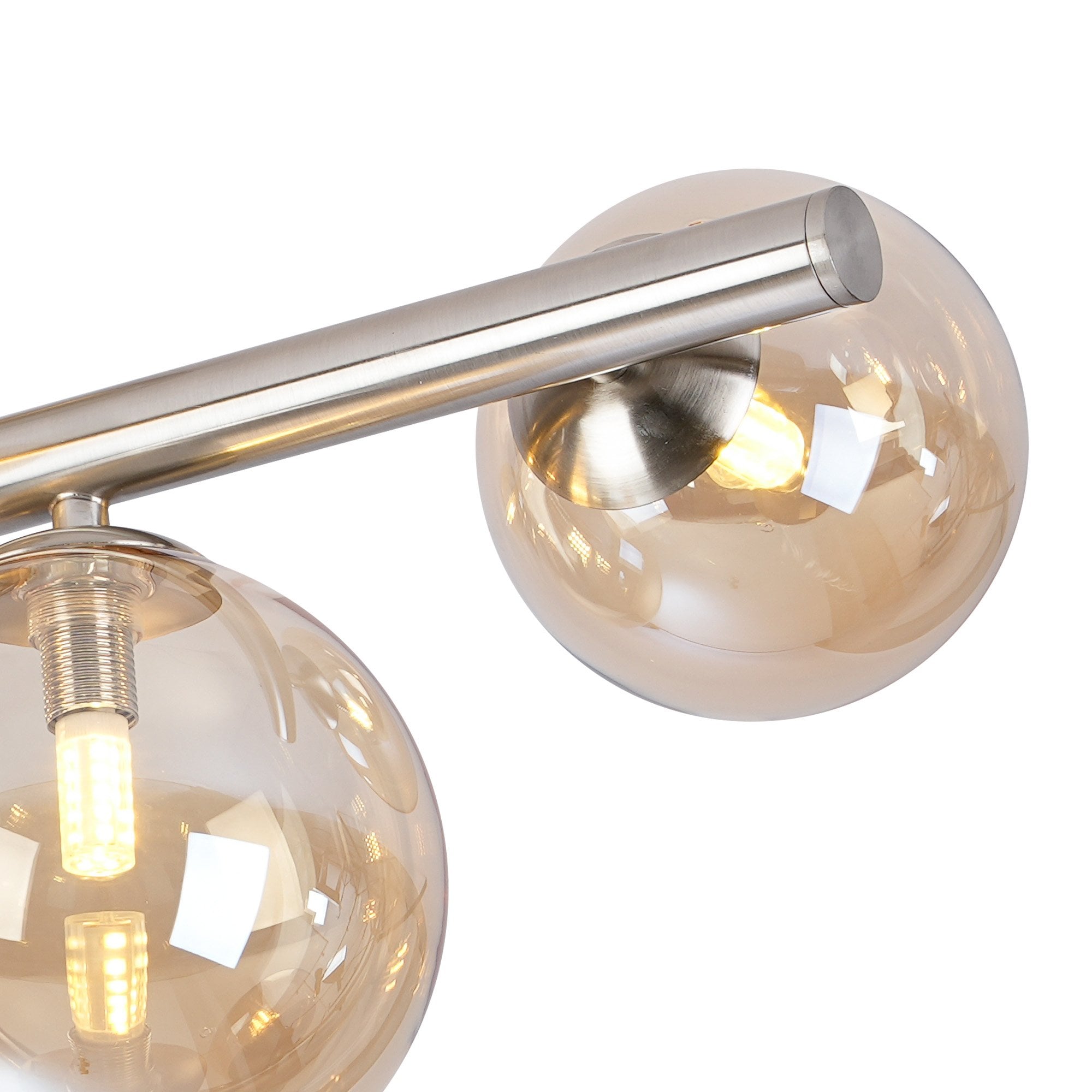 NL9062/AM9 Prague 6 Light Ceiling Light Satin Nickel Amber Plated