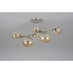 NL9062/AM9 Prague 6 Light Ceiling Light Satin Nickel Amber Plated