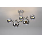 NL9062/CH9 Prague 6 Light Ceiling Light Satin Nickel Chrome Plated