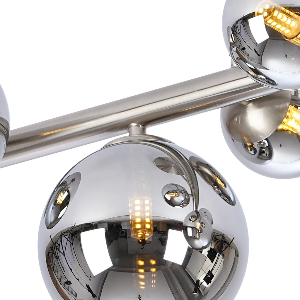 NL9062/CH9 Prague 6 Light Ceiling Light Satin Nickel Chrome Plated