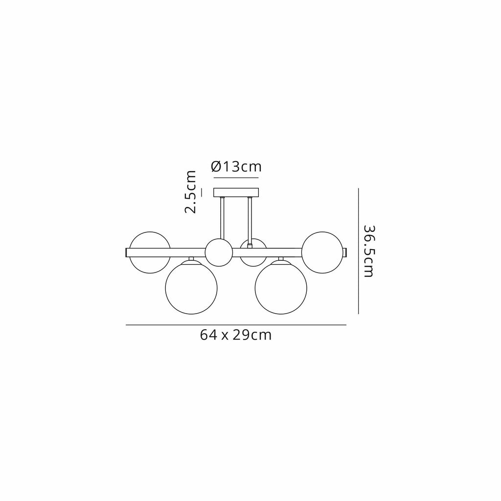 NL9062/OP9 Prague 6 Light Ceiling Light Satin Nickel Opal