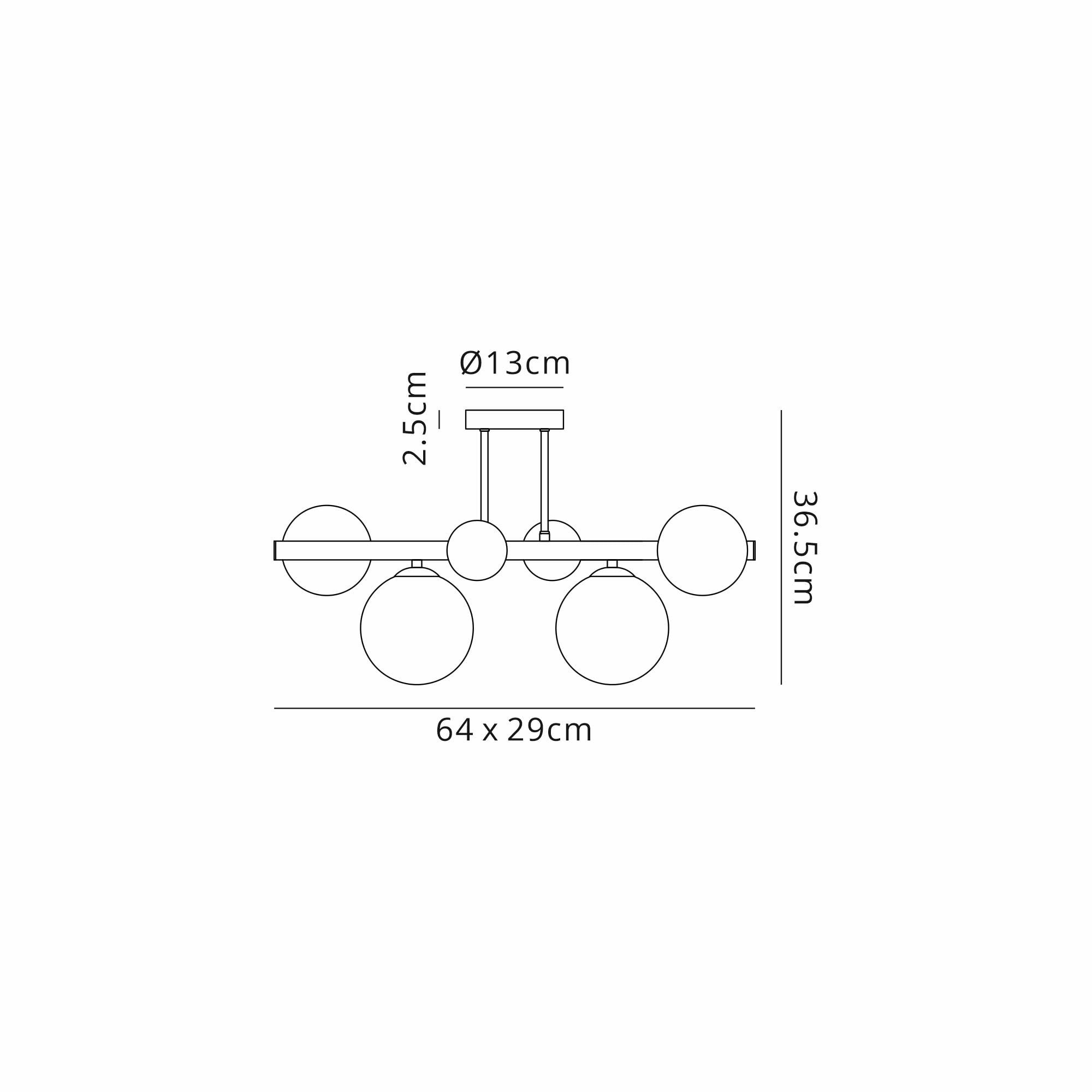 NL9062/OP9 Prague 6 Light Ceiling Light Satin Nickel Opal