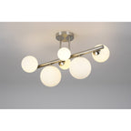 NL9062/OP9 Prague 6 Light Ceiling Light Satin Nickel Opal