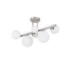 NL9062/OP9 Prague 6 Light Ceiling Light Satin Nickel Opal