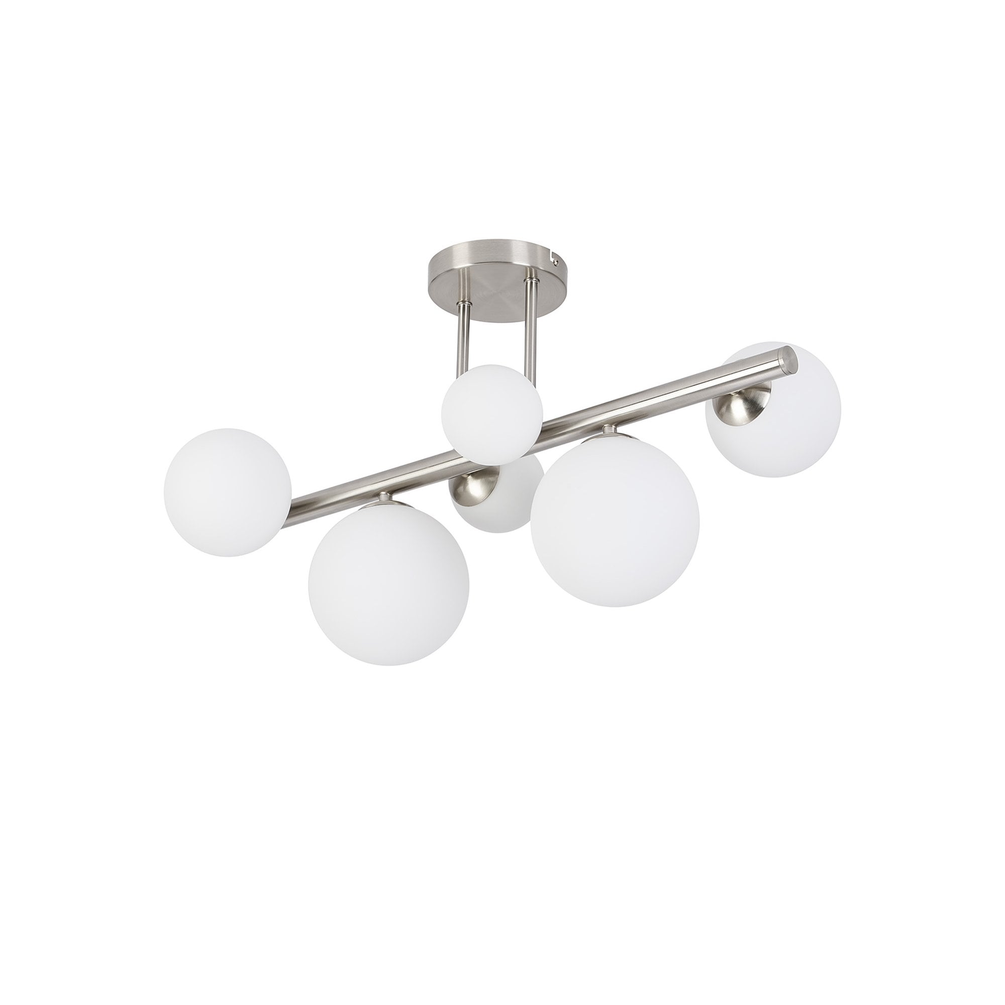 NL9062/OP9 Prague 6 Light Ceiling Light Satin Nickel Opal