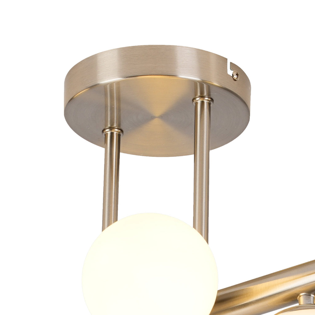 NL9062/OP9 Prague 6 Light Ceiling Light Satin Nickel Opal