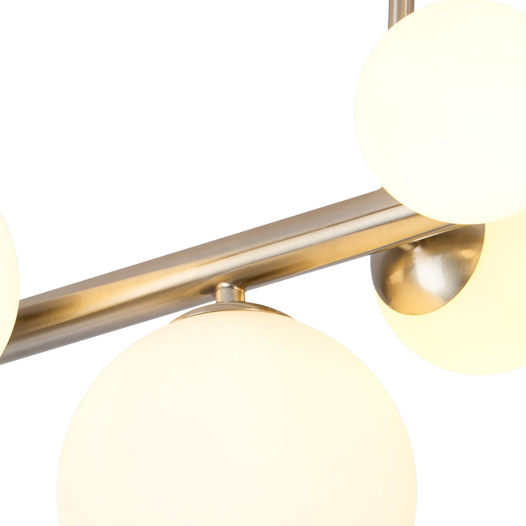NL9062/OP9 Prague 6 Light Ceiling Light Satin Nickel Opal