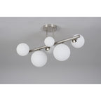 NL9062/OP9 Prague 6 Light Ceiling Light Satin Nickel Opal